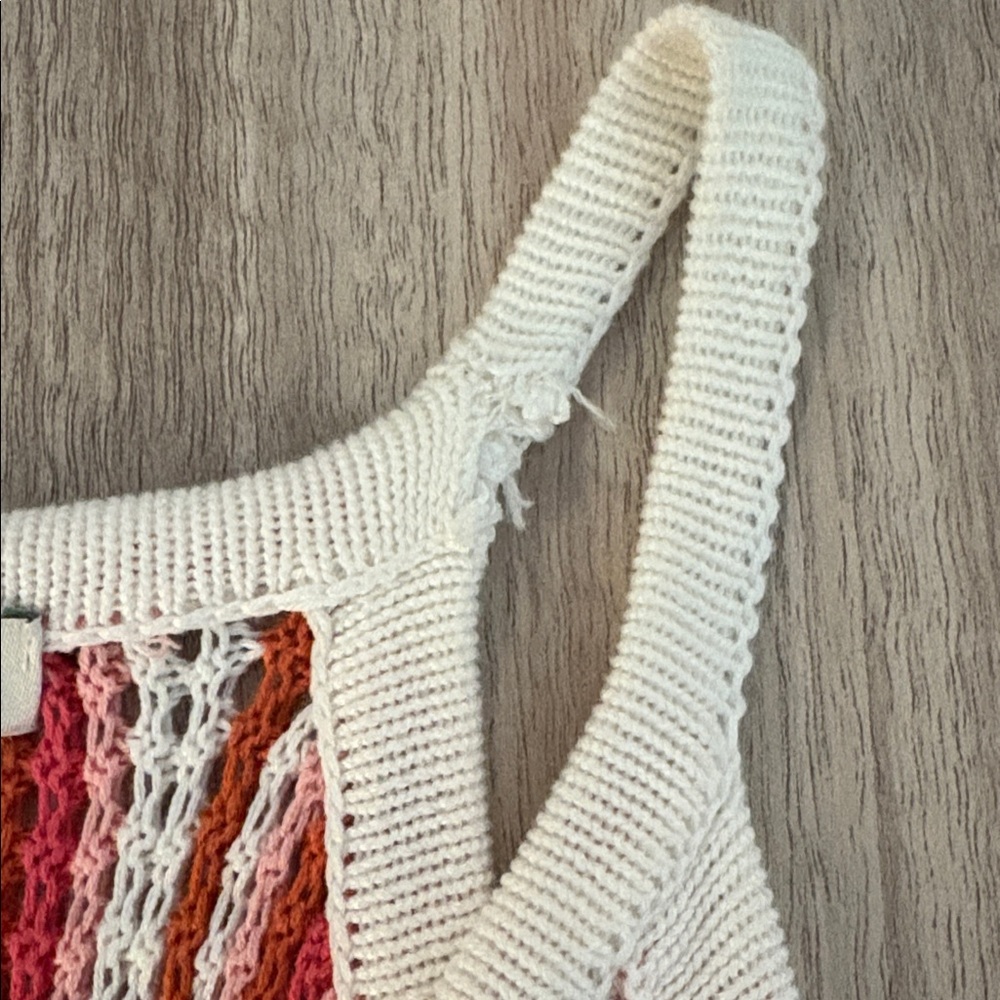 C&C California Knit Tank Coverup Dress Size Large Pink White Orange - Picture 3 of 6